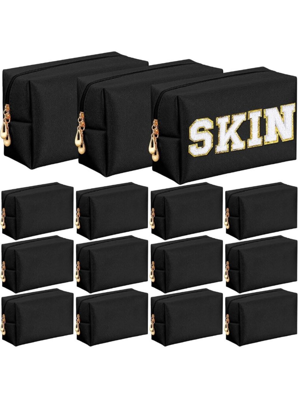 15 Pcs Aesthetic Leather Makeup Bags Set | Plain Cosmetic Pouches for Travel